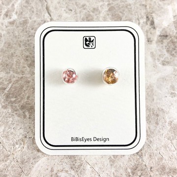 比比趣味嚴選系列-星球結晶 桃紅/橘 不銹鋼耳針