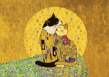 【明信片】親親貓咪 共3款- 生命樹/心花/戀愛 世界名畫|Kiss|吻