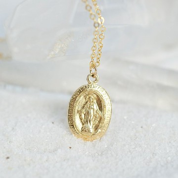 月光森林 祈禱 14K包金項鍊 注金 水洗不退色 簡約款 聖母