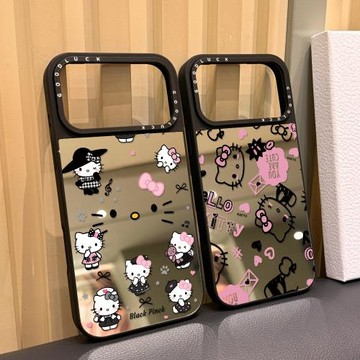 磁吸MagSafe鏤空黑粉kitty適用iphone17手機殼16promax蘋果15pro鏡面保護套14plus日韓ins甜酷少女13卡通12
