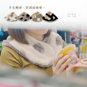 日本AUBE 普普風鈕扣式絨毛圍巾披肩