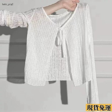 ✨桃園發出✨ 夏季 新款 百搭 雪紡小披肩配吊帶裙 外套 女短款 防曬 開衫繫帶坎肩外搭