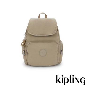 『猴子包』Kipling 沙棕色掀蓋拉鍊後背包-CITY ZIP S
