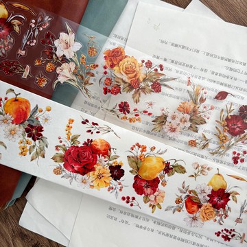 墜落的芬芳 - PET和紙膠帶花朵花卉插畫DIY手帳日誌裝飾素材
