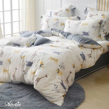 【Great Living格蕾寢飾】英國Abelia 野生動物園 單人天絲四件式防蹣抗菌吸濕排汗兩用被床包組(單人包雙人被)
