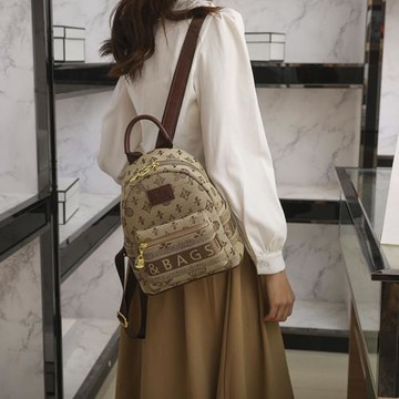 逛街用老花迷你時尚潮流日韓雙肩包帆布小背包女生流行休閑小書包