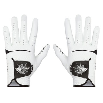 Gouft 男性用蜘蛛網高爾夫球手套 白色版 右手用  23號  黑色  1個