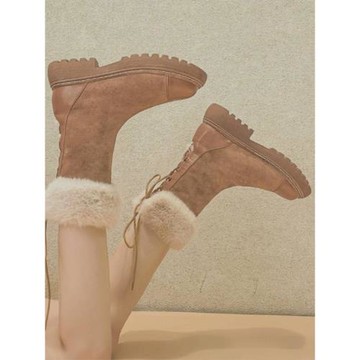 厚底雪地靴女冬皮毛一體馬丁靴2025新款中筒顯瘦加厚冬季加絨棉鞋