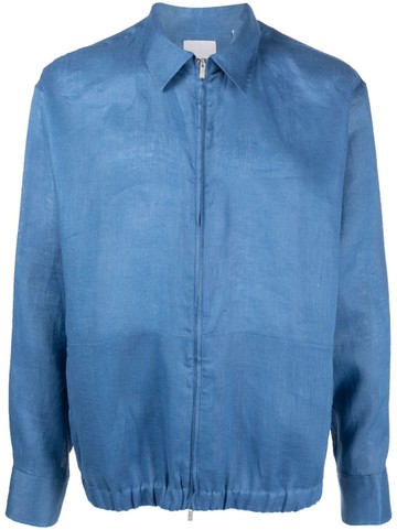 PT Torino - zip-up linen shirt jacket - men - Linen/Flax - 48 - Blue