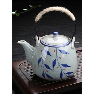 陶瓷手繪大號泡茶壺復古提壺1000毫升耐高溫餐廳飯店家用茶水壺