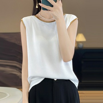 【巴黎精品】緞面背心絲質馬甲-提花寬肩帶內搭寬鬆女上衣6色a1iz48