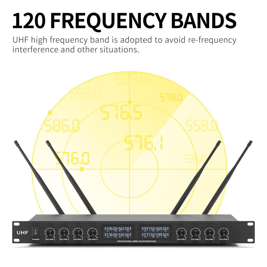 XTUGA YT8 UHF Channel Desktop Gooseneck Microphone System Conference Mics Super-Low Background Noise for Large Conferences, Public Speaking