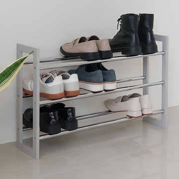 日系三層伸縮鞋架 尺寸: 54.5-99x17x45.5cm  灰色  1個