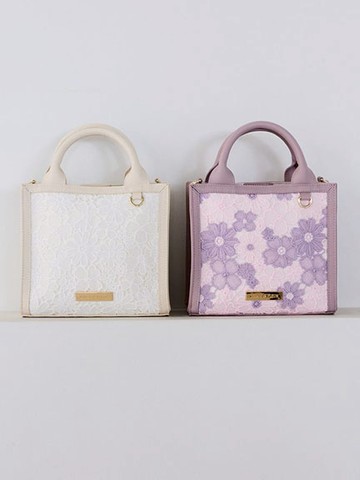 典雅蕾絲花朵方形手提/側背包(08000079300) - Maison de FLEUR