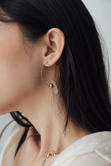 曦-圓周白水晶耳環-聯名款