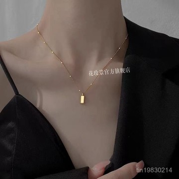 🔥限時下殺🔥S925純銀暴富小金磚項鏈女高級設計感ins百搭鎖骨鏈2023年新款潮