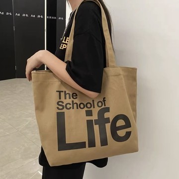 臺灣/✨帆布包 手提包2025新款黑色學生通勤托特帆布包包韓版女大號容量單肩手提購物袋