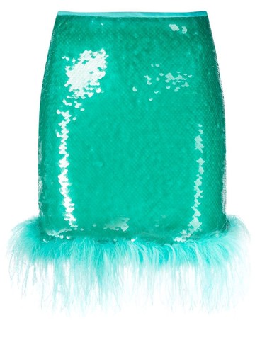 Giuseppe Di Morabito - feather-embellished hem skirt - women - PBT Elite/Polyester/Viscose/Ostrich Feather - 42 - Green
