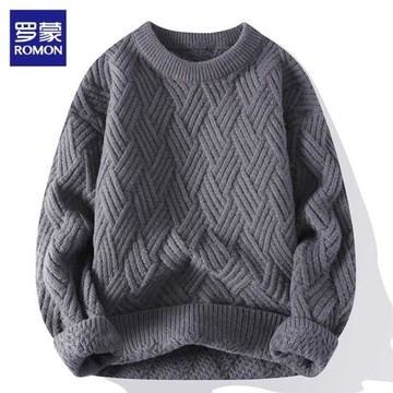 羅蒙毛衣男士潮流圓領針織衫秋季2025年新款休閑寬松慵懶毛線衣男