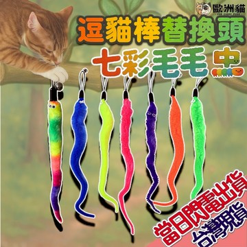 【歐洲貓】【台灣現貨🔥貓專賣店】七彩毛毛蟲逗貓棒替換頭 毛毛蟲替換頭 七彩毛毛蟲 貓咪玩具  替換頭 逗貓棒 逗貓玩具