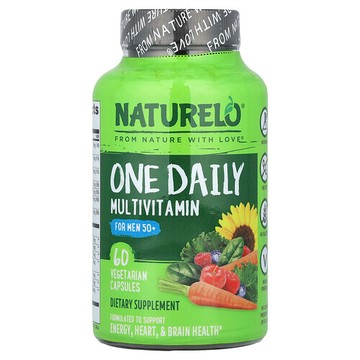 NATURELO, 50 歲以上男性每日一粒多維生素，60 粒素食膠囊