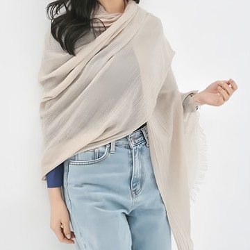 KissDiamond 韓系INS素面棉麻圍巾 #5 卡其  195 x 95cm  1件