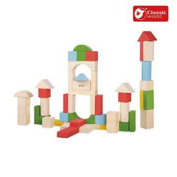 【德國 classic world 客來喜經典木玩】 基礎城市積木50PCS