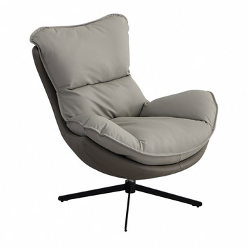 【IDEA】葛恩撞色透氣皮革懶人沙發躺椅/360度旋轉椅(單人沙發/搖椅/躺椅/皮深灰色