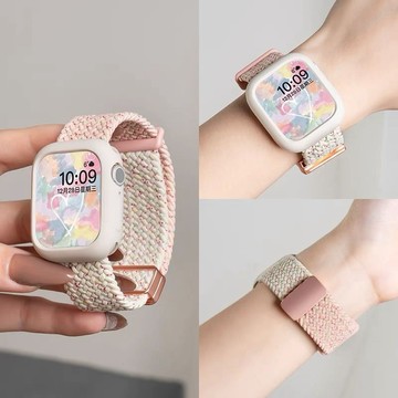 新款雙色編織透氣錶帶 蘋果錶帶 適用Apple Watch S12 11 10 9 8 7 6 SE 45mm 46mm