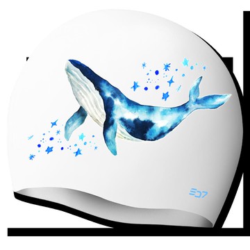 SD7 夢想鯨魚矽膠泳帽 SGL-CA352  均碼  白色  1個