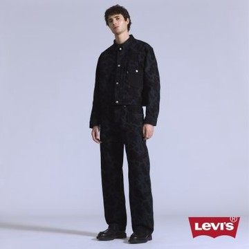 Levi s BLUETAB Loose 丹寧牛仔寬褲 / 水紋刺繡 / 黑色 男生牛仔褲 熱賣單品