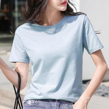 純色t恤女短袖2020夏季新款韓版寬松簡約純棉半袖百搭學生上衣潮