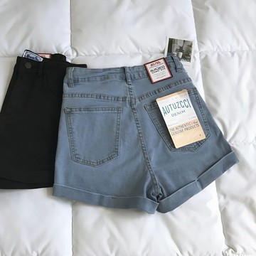 M-5XL 大尺碼牛仔短褲女 韓潮短褲 夏季網紅泫雅風百搭卷邊熱褲女彈力高腰淺色緊身牛仔短褲女夏