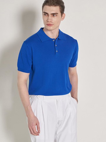 Washable Button Collar Knit Sweater (ALCKT010) [blue]