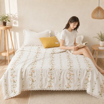 BELLE VIE 韓版花漾甜夏系列 舒柔涼被 (150x200cm) 初春花園