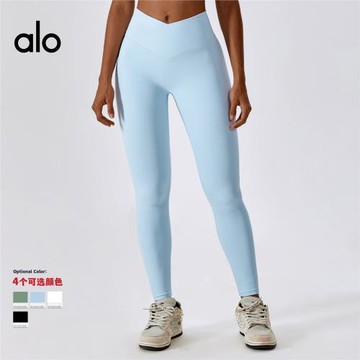 alo yoga秋季交叉高腰提臀收腹瑜伽褲戶外跑步運動速干健身緊身褲