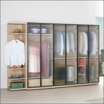 9.5尺被櫥式組合(衣櫥+開放式衣櫥 )二件式 玻璃門衣櫥【149A0204】Leader傢居館149-A516+A515+A517+A522