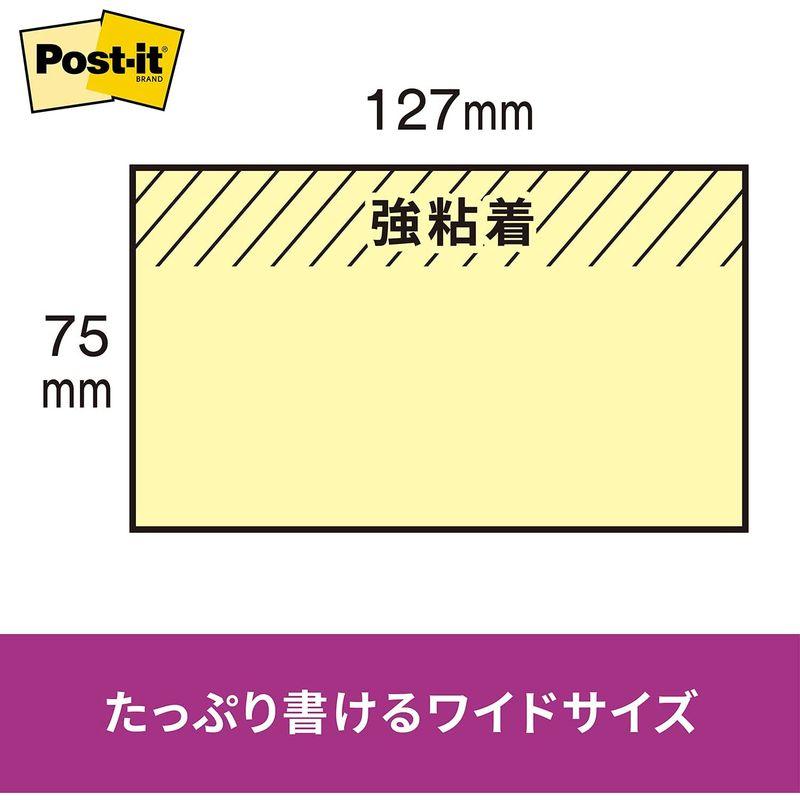 ポストイット 付箋 強粘着 ノート ネオンカラー 75×127mm 90枚×5冊 655-5SSAN