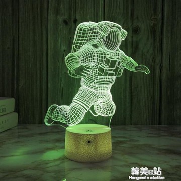 宇航員3d小夜燈usb接口插電床頭氛圍燈臥室護眼燈酒吧桌面裝飾燈【摩可美家】