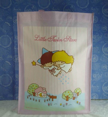 【震撼精品百貨】Little Twin Stars KiKi&LaLa 雙子星小天使~袋子_粉_直條紋