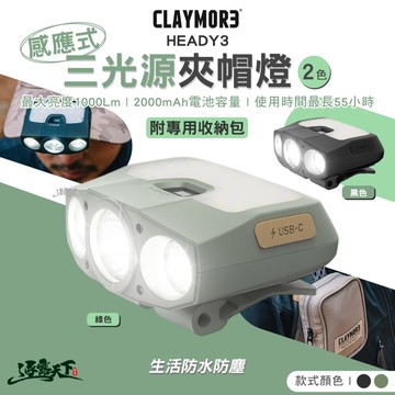 CLAYMORE 200H 感應式三光源夾帽燈 輕量頭燈 LED燈 燈具 防水防塵 露營燈 照明燈 露營