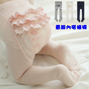 Baby童衣 兒童甜美蕾絲花邊連褲襪 女童全棉防滑褲襪 60373
