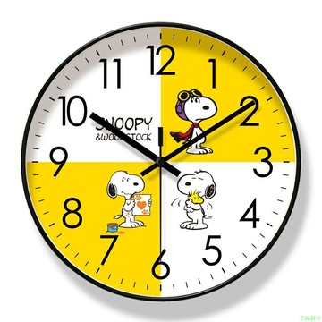 優樂悅~電子時鐘 客廳時鐘 掛鐘北歐風 超靜音時鐘 掛鐘 現代簡約靜音客廳掛鐘史努比早教家用時鐘掛表靜音掃秒石英鐘