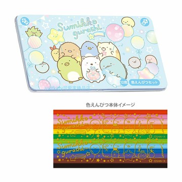 asdfkitty*日本san-x角落生物飄浮氣球鐵盒12色色鉛筆-日本製