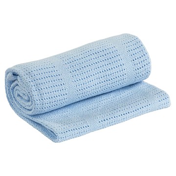 lulujo 多用途透氣嬰兒毯 特殊洞洞織法 100%棉  藍色  100 x 80cm