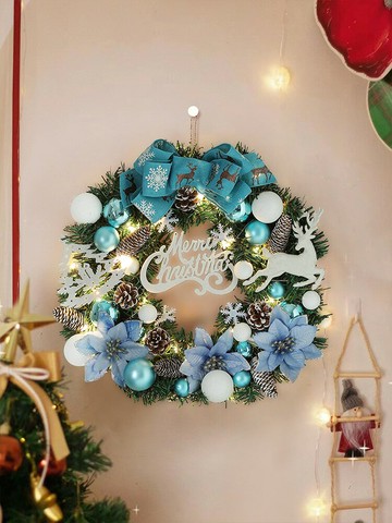 圣誕節裝飾品門掛花環酒店櫥窗場景布置成品裝扮圣誕藤條花環掛件