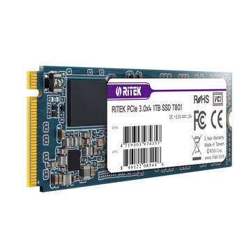 RiTEK 錸德 T801 1TB M2 2280/PCI-E-III SSD 固態硬碟 /個 4719303976023｜領券最高折$220