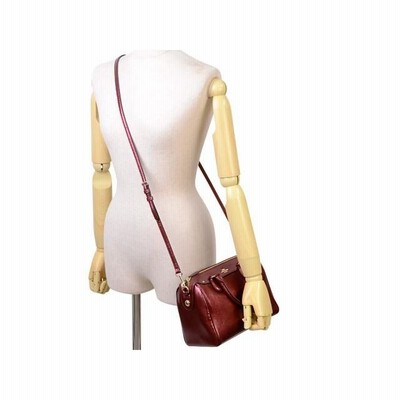 COACH メタリックレッド ボストン型ショルダーバッグ 美品】coach コーチ 2WAY ショルダーバッグ ミニボストン レザー