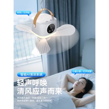 2025新款小吊扇宿舍床上靜音小型蚊帳戶外露營廁所可充電usb風扇