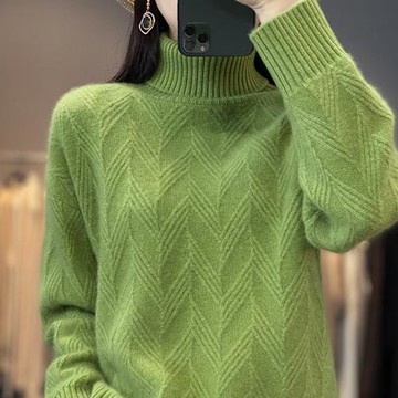 2024秋冬新款羊毛衫女高領短款加厚羊絨衫寬松套頭針織打底衫毛衣